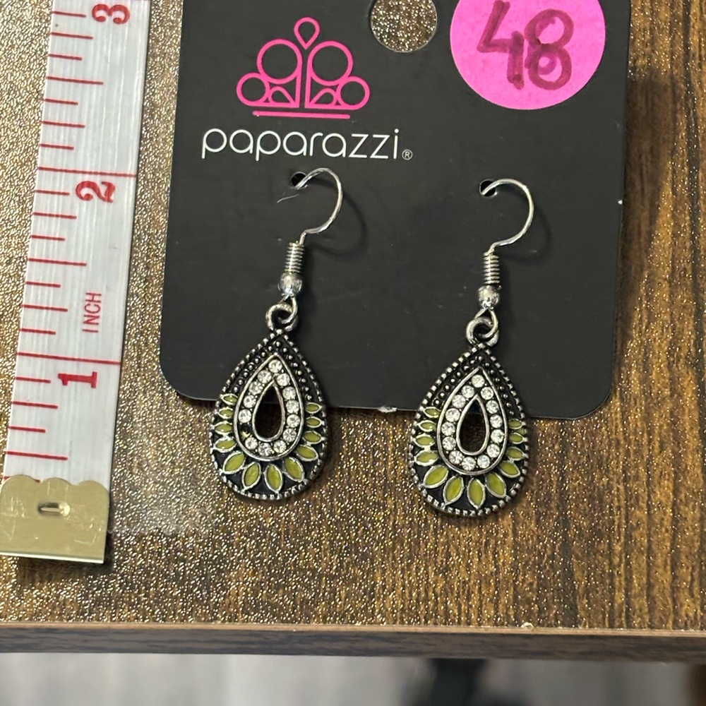 Paparazzi Silver and Yellow Teardrop Earrings